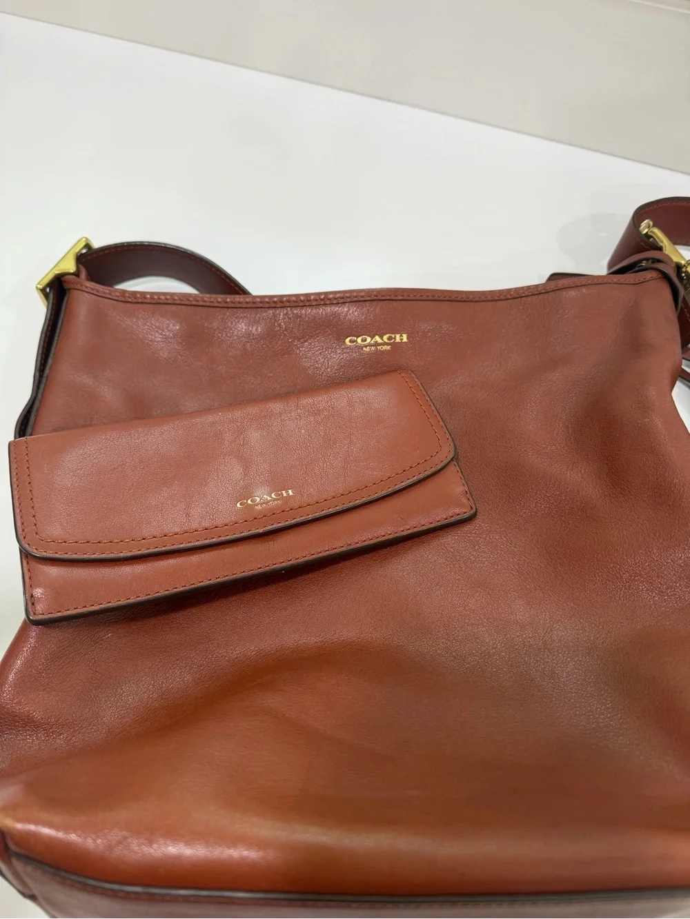 Coach Legacy Tassle 19889 Brown Leather Shoulder Bag with Wallet
